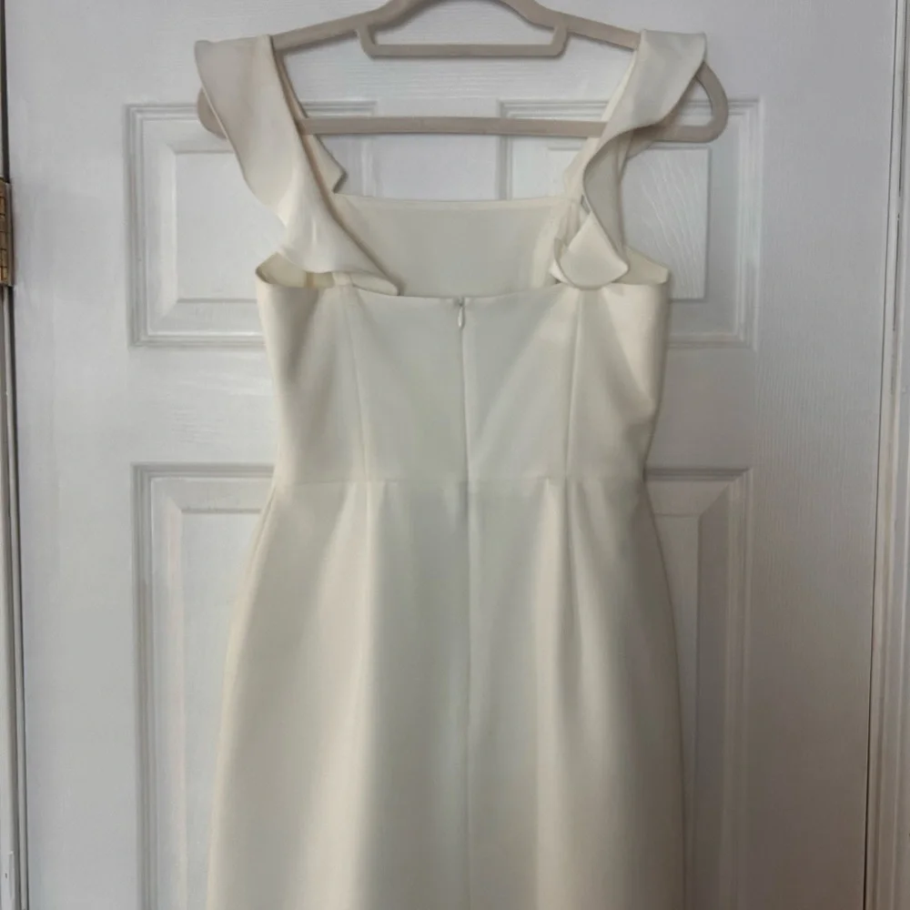 French Connection White Square-Neck Mini Dress with Ruffle Straps worn once - Picture 4 of 5